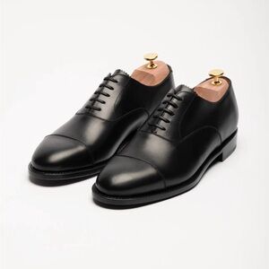 NEW! Morjas Black Cap-Toe Oxford Dress Shoes - 9 UK